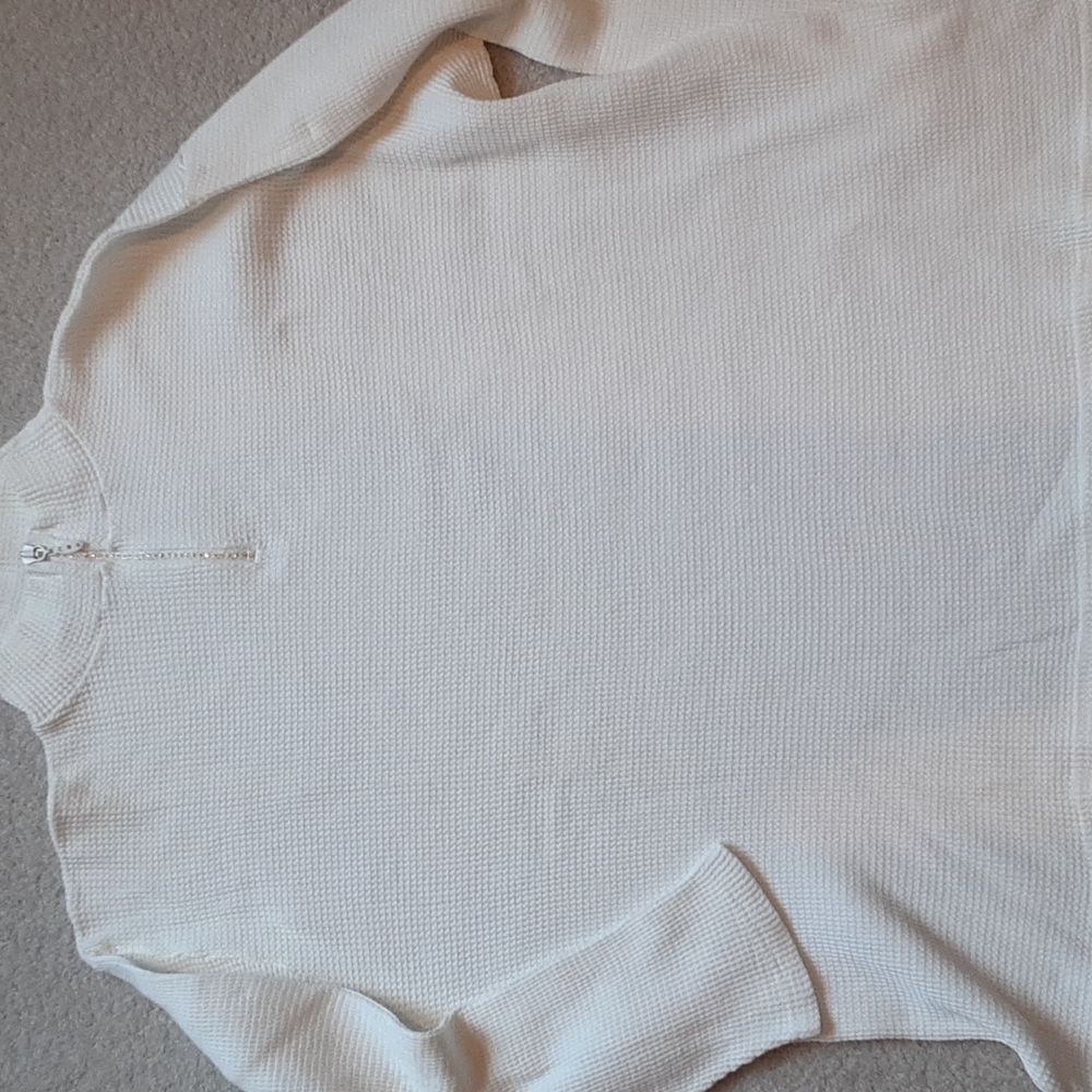 Diamond studs on White Front zip shirt